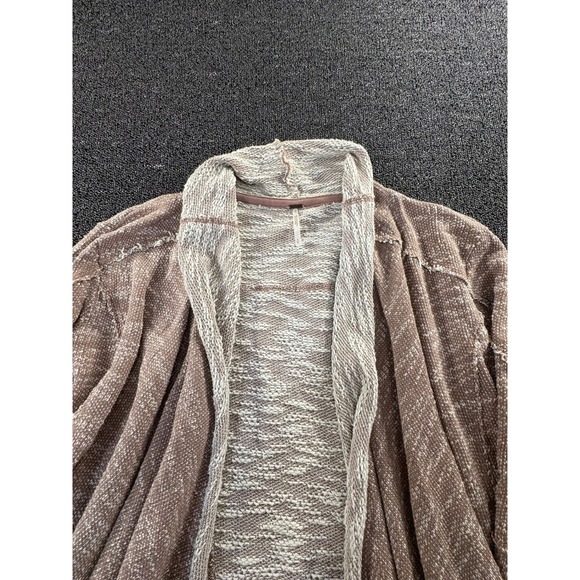 Free People Mauve Marled Knit Draped Open Front Cardigan Zipper Cuffs Small S/P - Picture 10 of 10